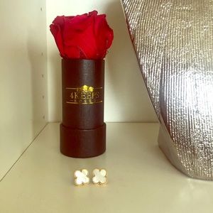 Gold Plated 4 Leaf Clover Alhambra MOP Stud Earrings